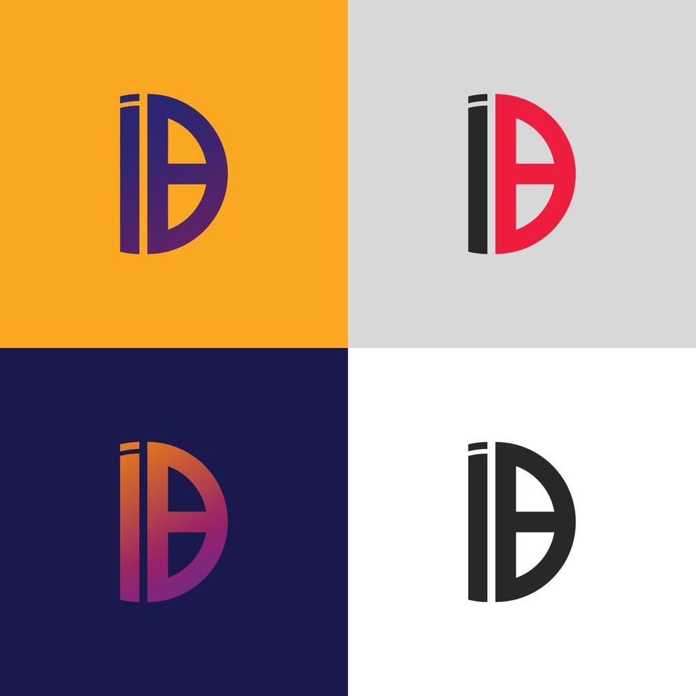 ib brev logotyp vektor mall kreativ modern form färgglad monogram cirkel logotyp företagets logotyp rutnät logotyp