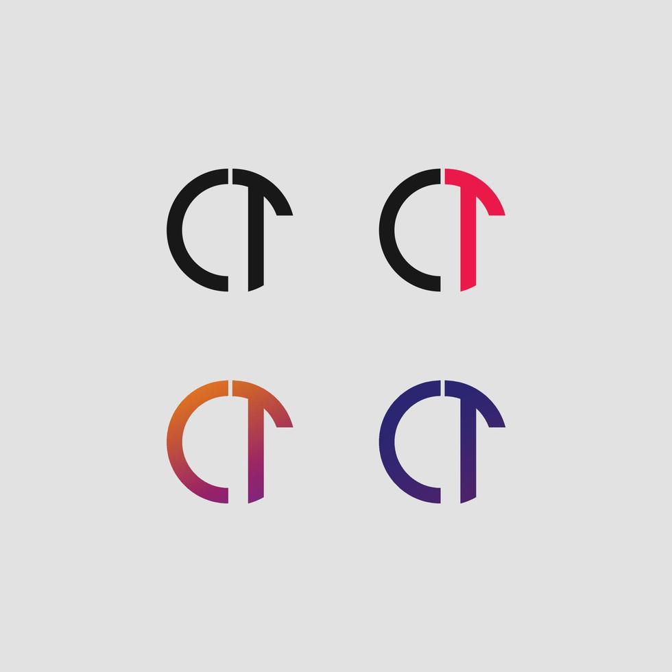 ct brev logotyp vektor mall kreativ modern form färgglad monogram cirkel logotyp företagets logotyp rutnät logotyp