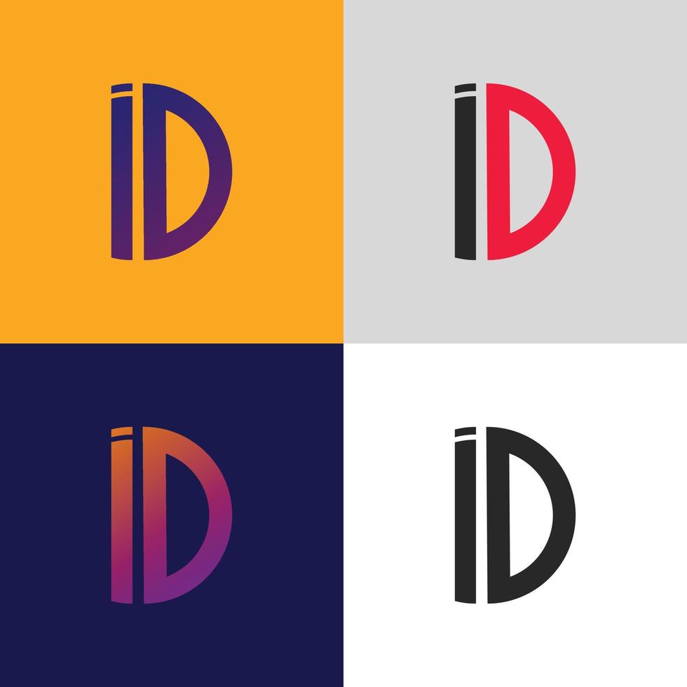 id brev logotyp vektor mall kreativ modern form färgglad monogram cirkel logotyp företagets logotyp rutnät logotyp