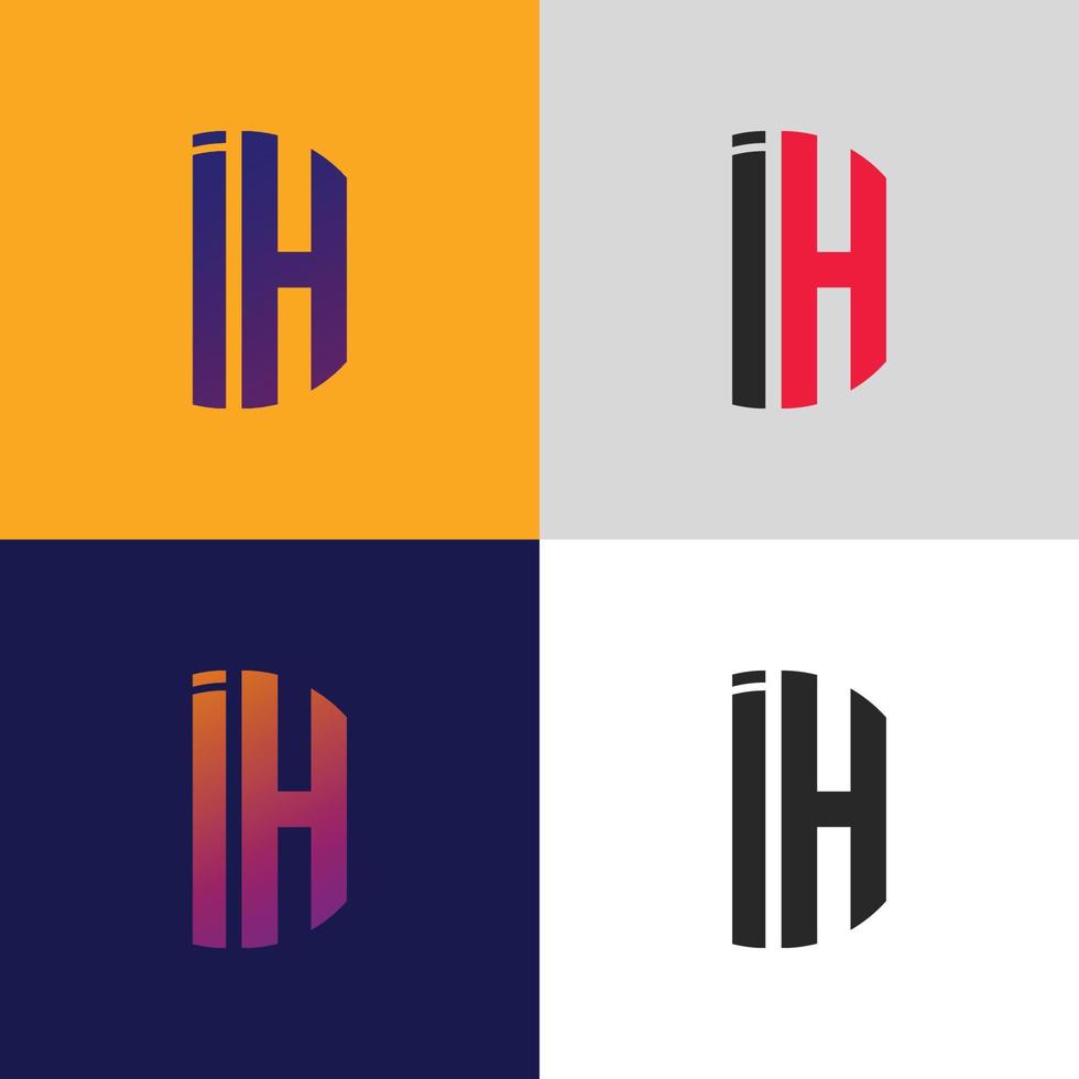 ih brev logotyp vektor mall kreativ modern form färgglad monogram cirkel logotyp företagets logotyp rutnät logotyp