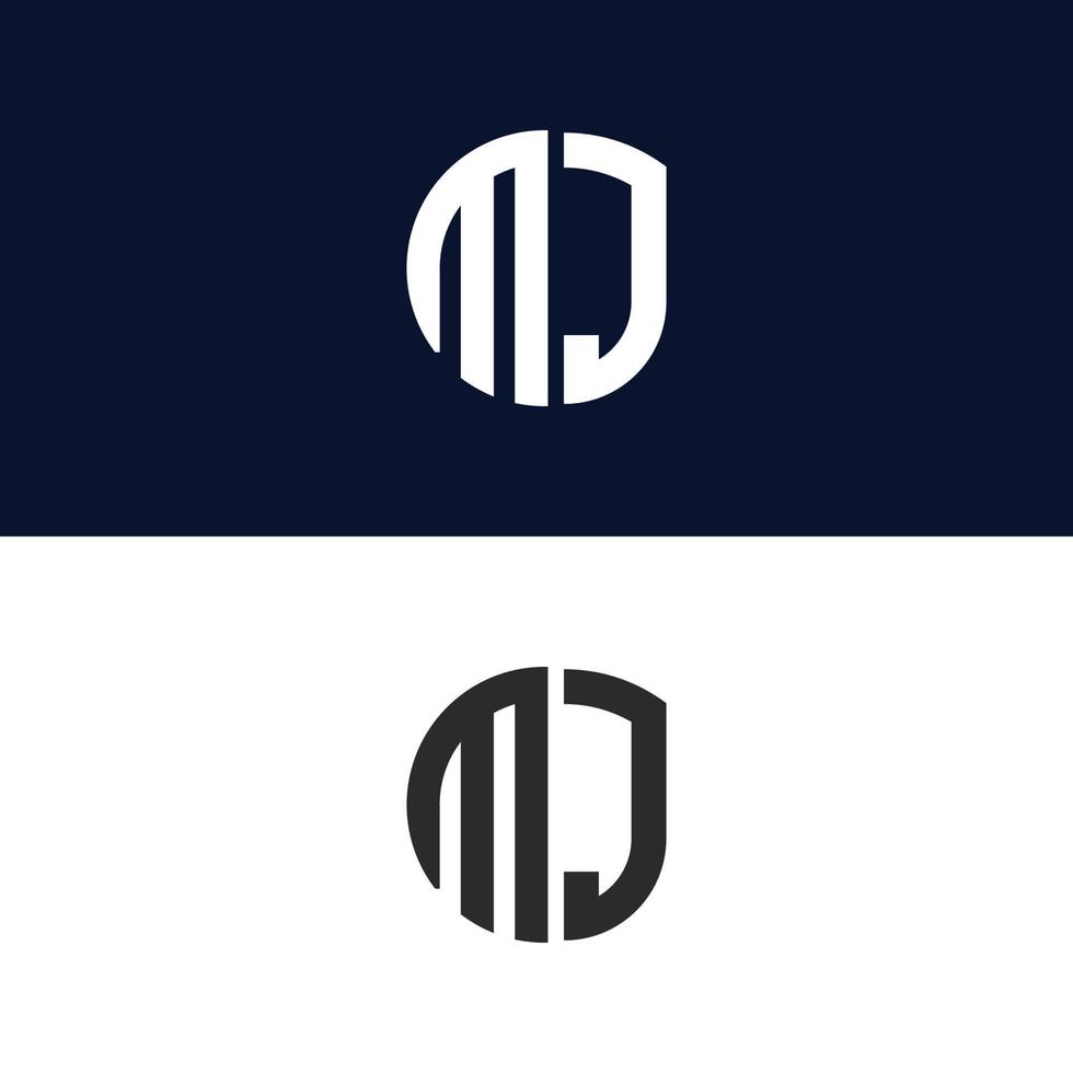 mj brev logotyp vektor mall kreativ modern form färgglad monogram cirkel logotyp företagets logotyp rutnät logotyp