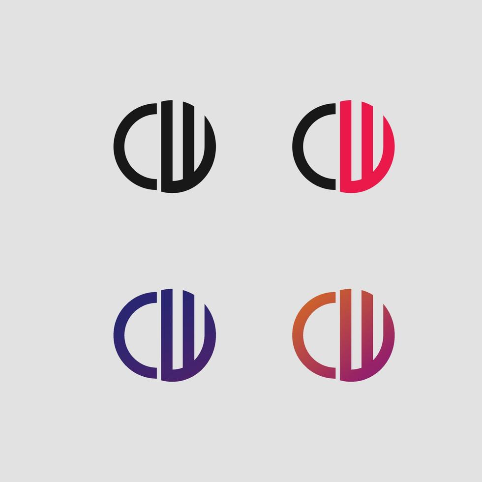 cw brief logo vektor vorlage kreative moderne form bunte monogramm kreis logo firmenlogo gitter logo