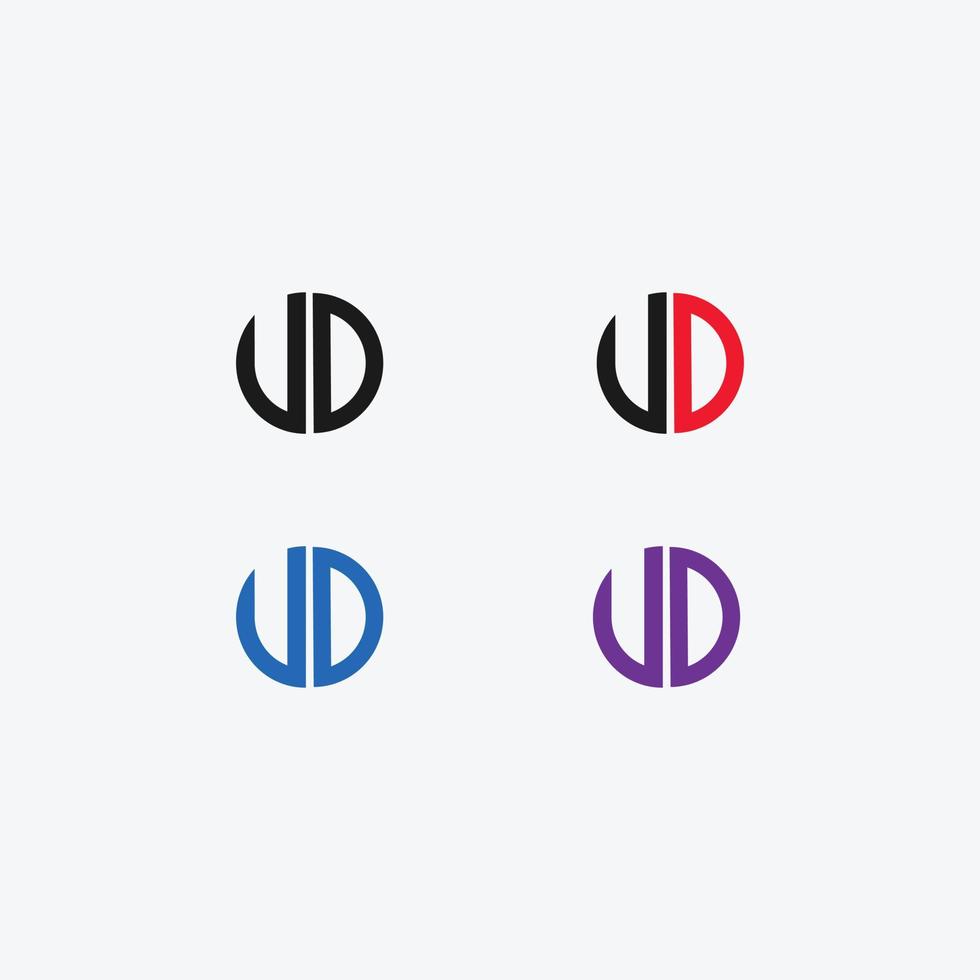 Ud Brief Logo Vektor Vorlage Kreative Moderne Form Buntes Monogramm Kreis Logo Firmenlogo Gitter Logo