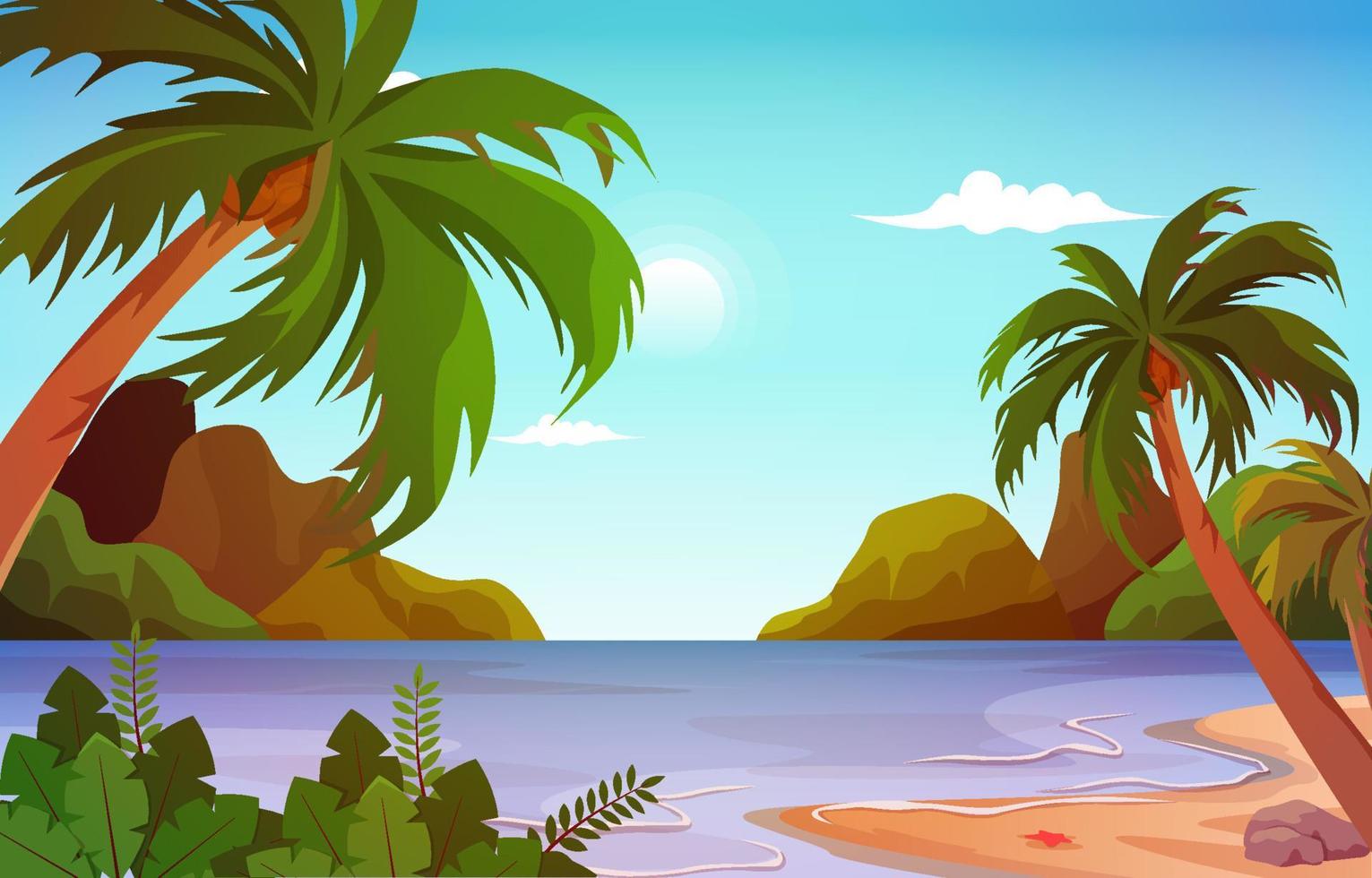 ön strand havet semester semester tropisk sommar vektor illustration