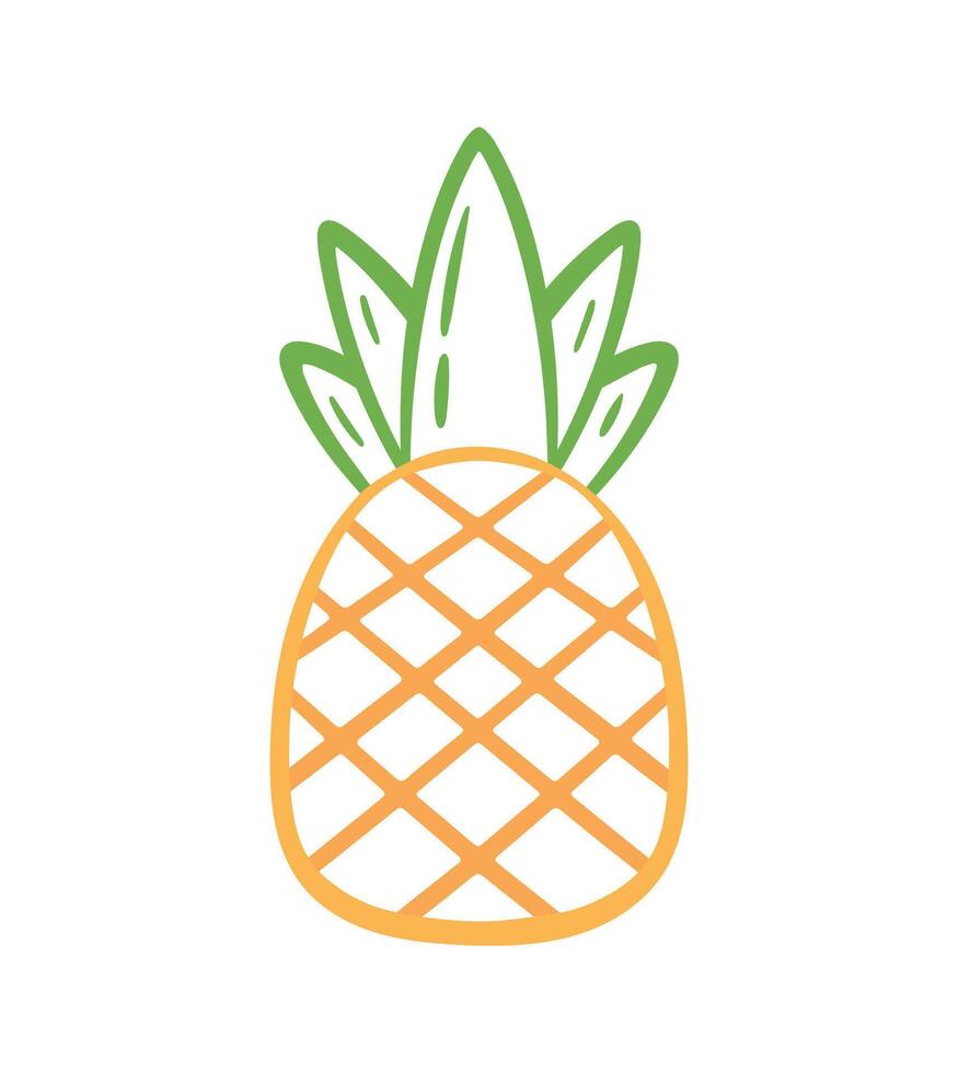 ananas linje konst teckning frukt klotter illustration vektor