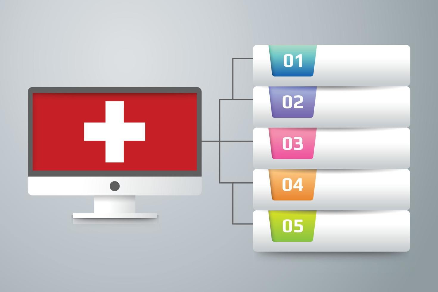 schweiz flagga med infografisk design integrera med datorskärm vektor