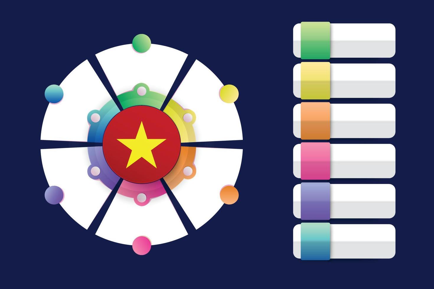 Vietnam-Flagge mit Infografik-Design mit geteilter runder Form vektor