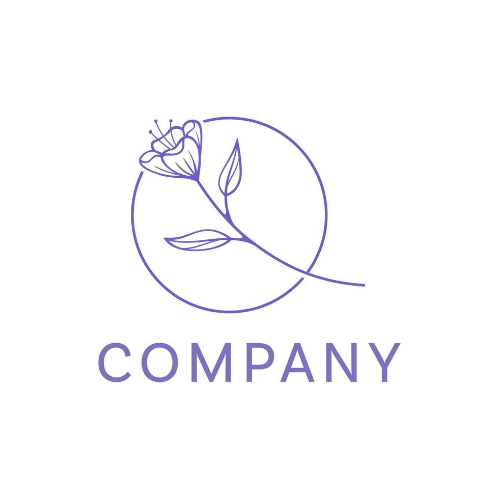 Blume minimal lila Linie Logo vektor