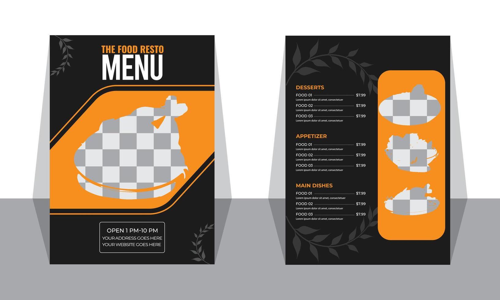 Essen Speisekarte und Restaurant Flyer Design Vorlage kostenlos schnell Essen Speisekarte Profi vektor