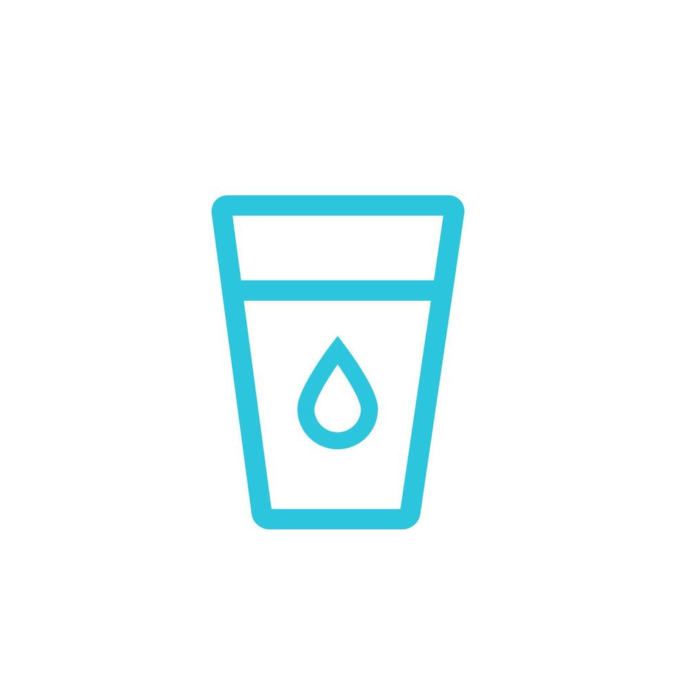 Wasser. Glas von Wasser isoliert auf Weiß Hintergrund. von Blau Symbol Satz. vektor