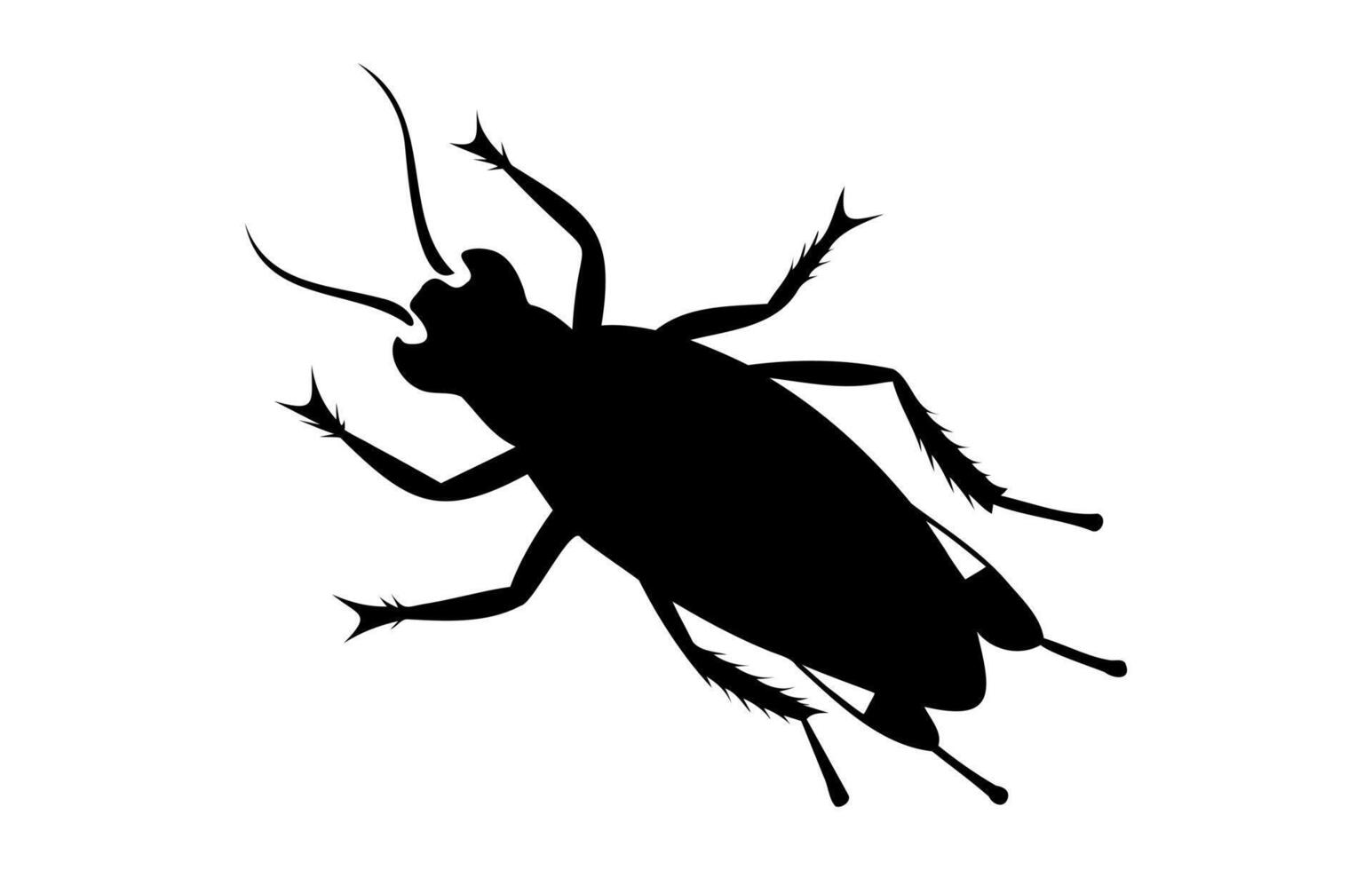 Silhouette von ein Kakerlake isoliert auf Weiß Hintergrund. schwarz Kakerlake Illustration. Konzept von Pest Kontrolle, Befall, und Zuhause Hygiene. zum Design, drucken und lehrreich Material. vektor