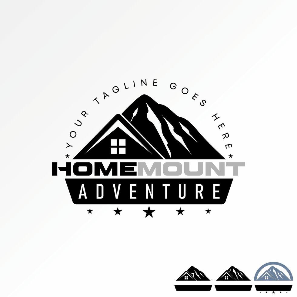 Logo Design Grafik Konzept kreativ Prämie Lager Symbol abstrakt Emblem Berg und Dach Haus Abenteuer. verbunden zu Zuhause Reise Hotel Unterkunft vektor