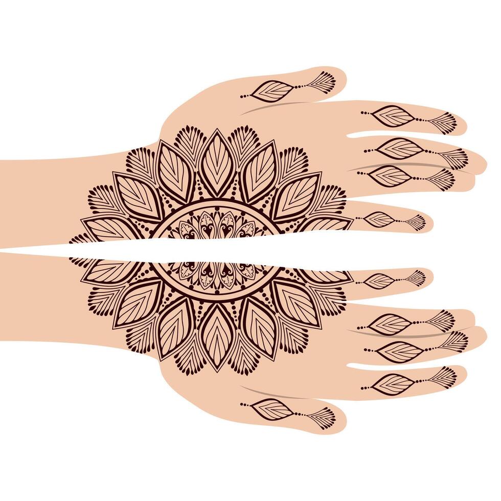 mehndi Hände zum Hochzeit Einladung Karten vektor