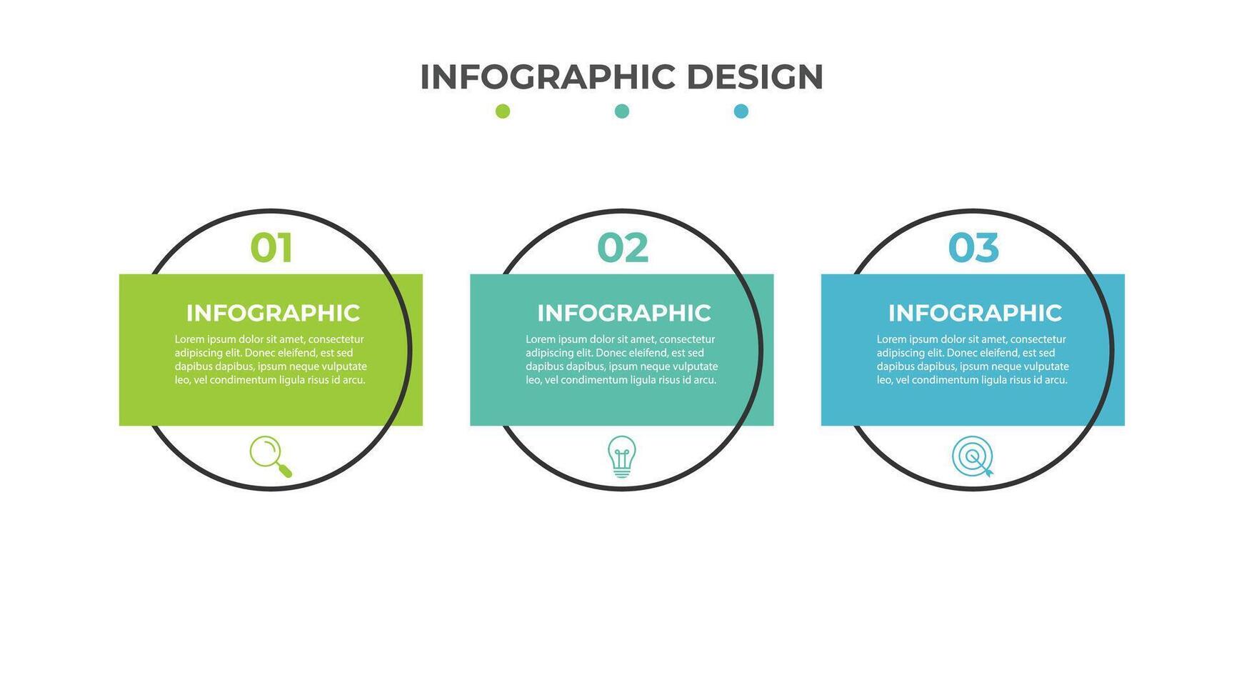 Zeitleiste Infografik Design mit Kreis zum Geschäft Vorlage. 3 Schritte. vektor