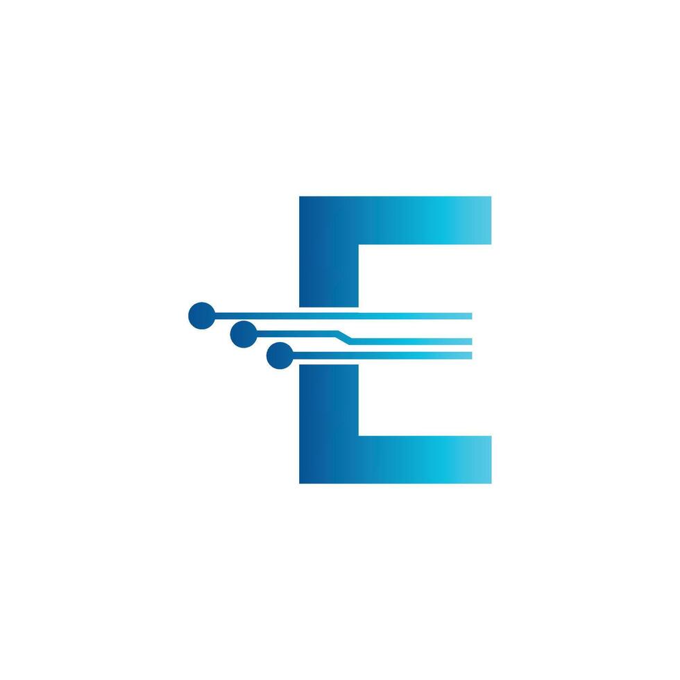 e Brief Technik Logo, Initiale e zum Technologie Symbol vektor