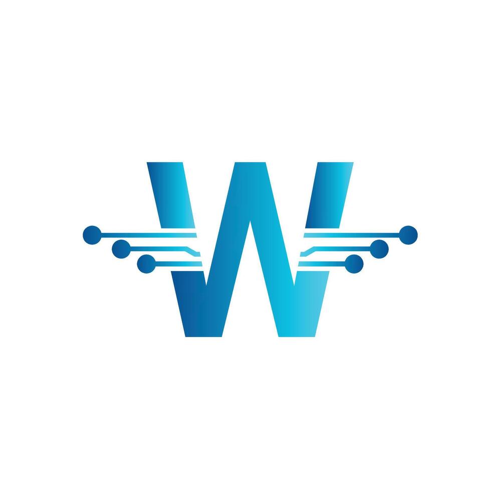 w brev tech logotyp, första w för teknologi symbol vektor