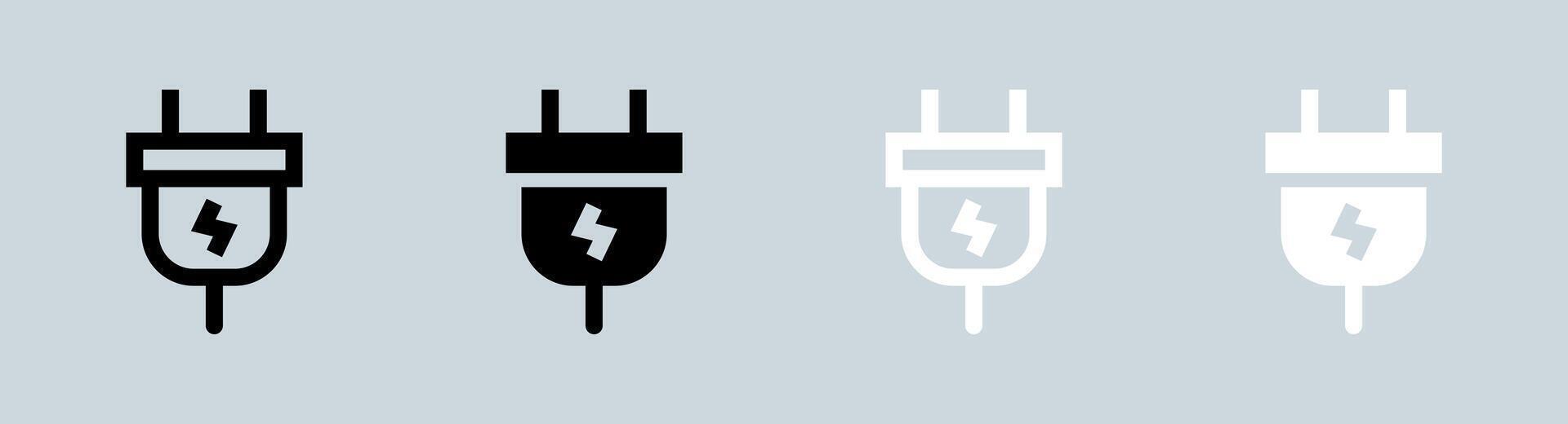 Steckdose Symbol einstellen im schwarz und Weiß. Leistung Stecker Zeichen Illustration. vektor