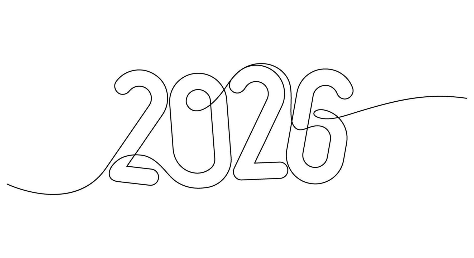 kontinuierlich Linie Zeichnung 2026 Nummer Design Logo Minimalismus Konzept Feier Illustration vektor