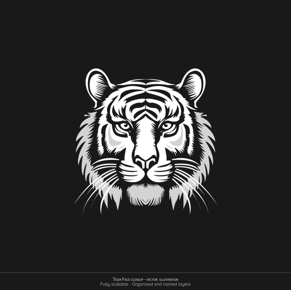 Tiger Gesicht Nahansicht - - Illustration vektor