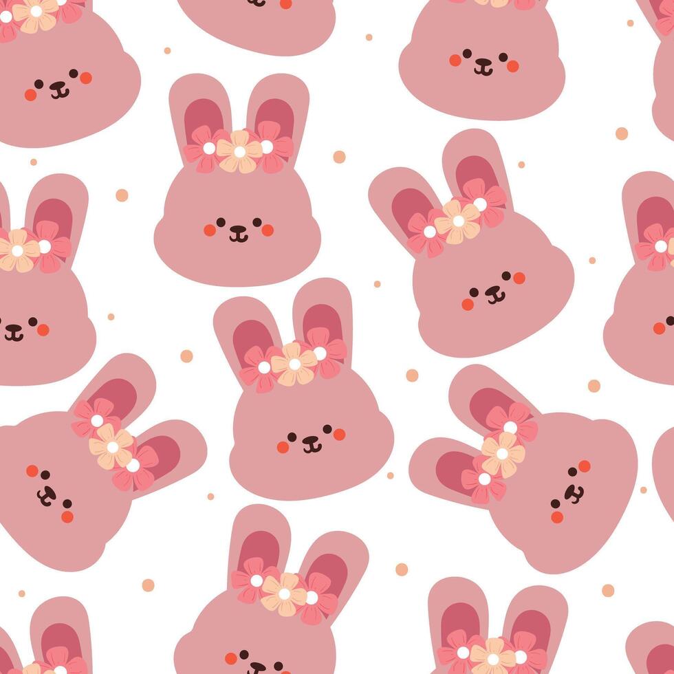sömlös mönster tecknad serie kanin. söt djur- tapet för textil, gåva slå in papper vektor