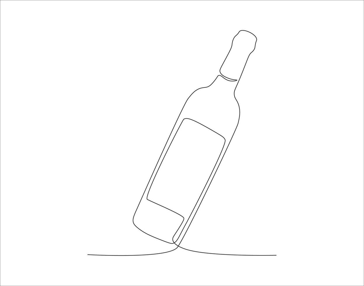 kontinuierlich Linie Zeichnung von Wein Flasche. einer Linie von ein Flasche von Wein. Wein Flasche kontinuierlich Linie Kunst. editierbar Umriss. vektor