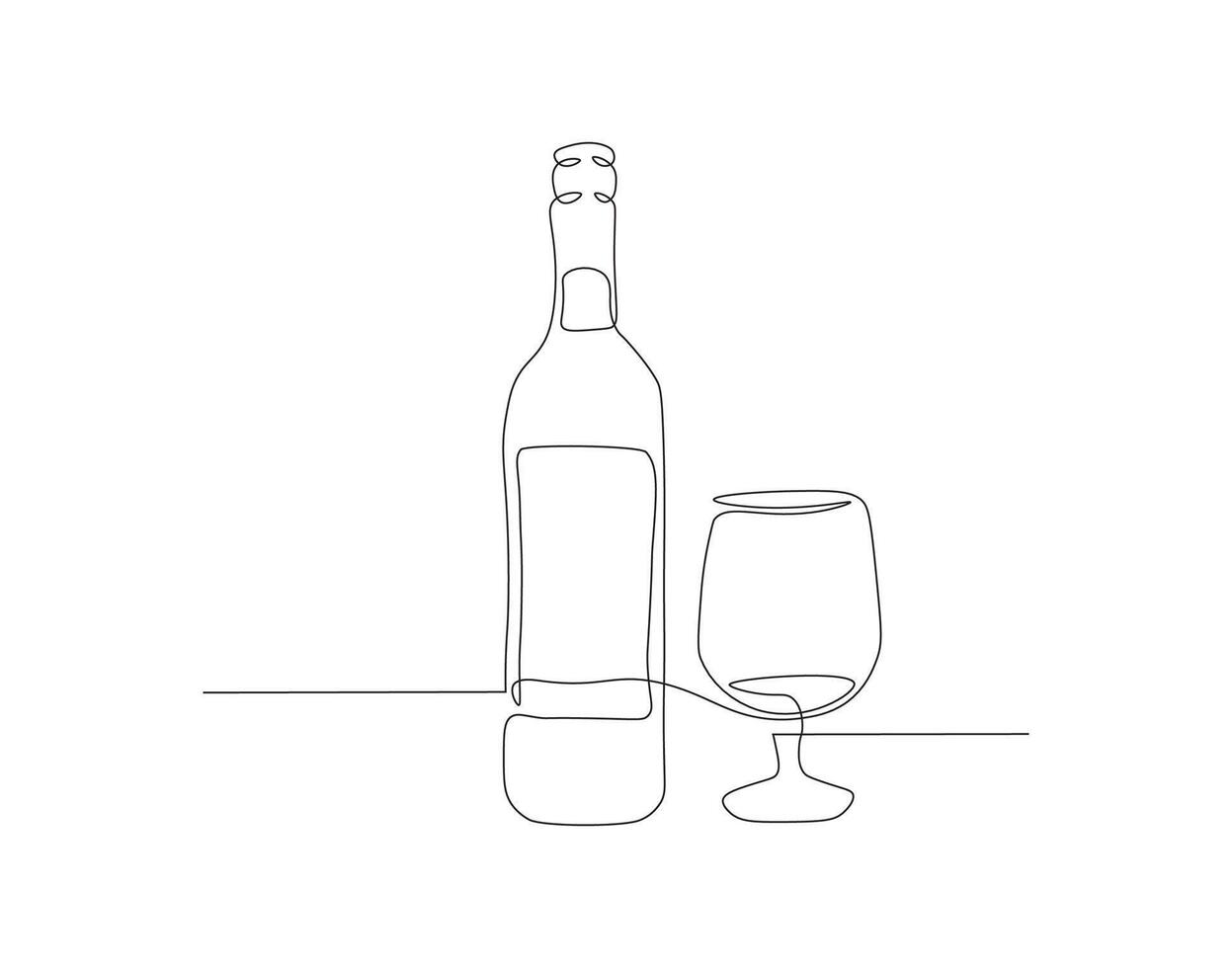 kontinuierlich Linie Zeichnung von Wein Flasche. einer Linie von ein Flasche von Wein. Wein Flasche kontinuierlich Linie Kunst. editierbar Umriss. vektor
