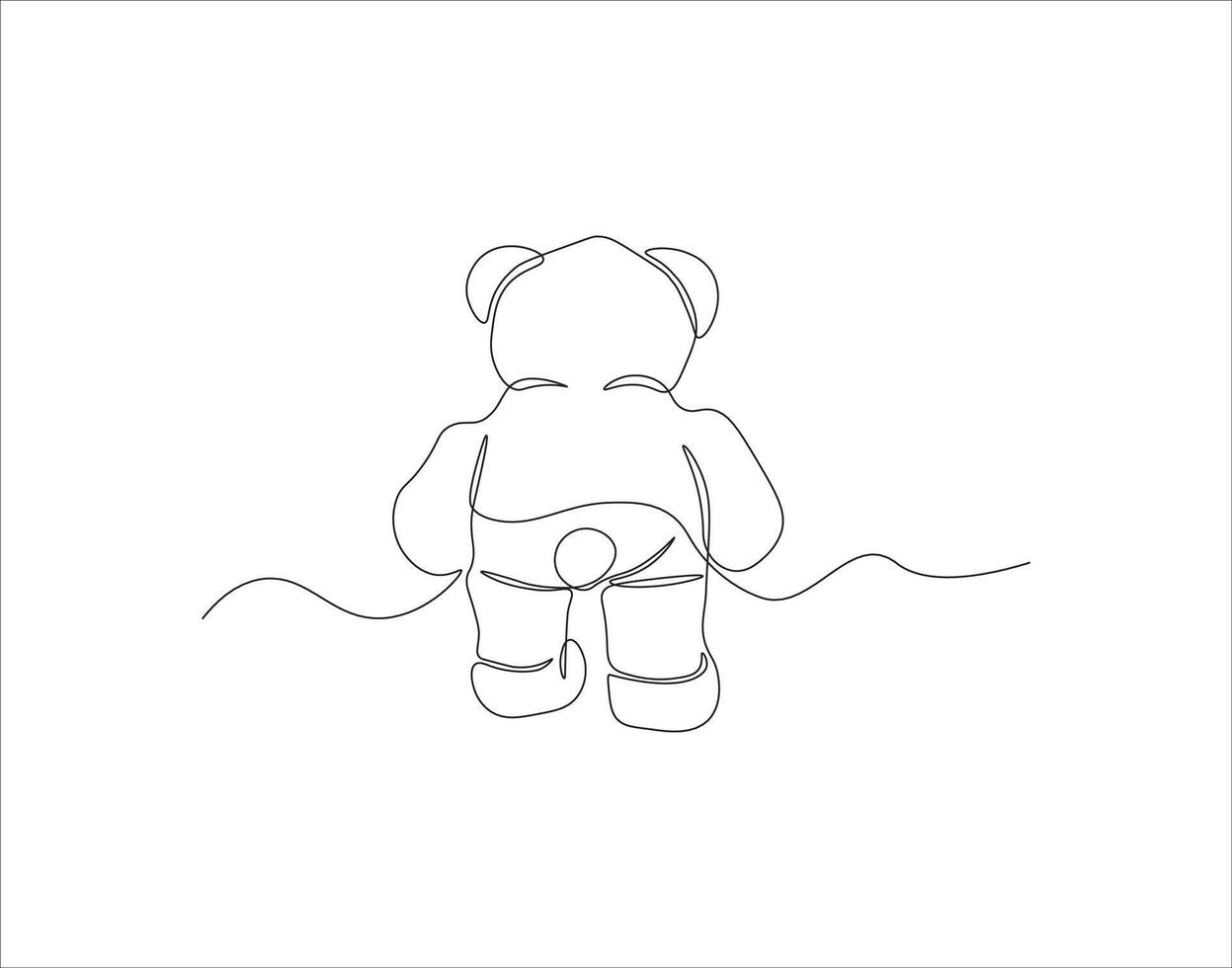 kontinuerlig linje teckning av teddy Björn. ett linje av teddy Björn. docka kontinuerlig linje konst. redigerbar översikt. vektor