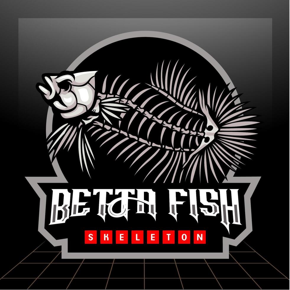 Betta Fisch Schädel Maskottchen. Esport Logo Design vektor