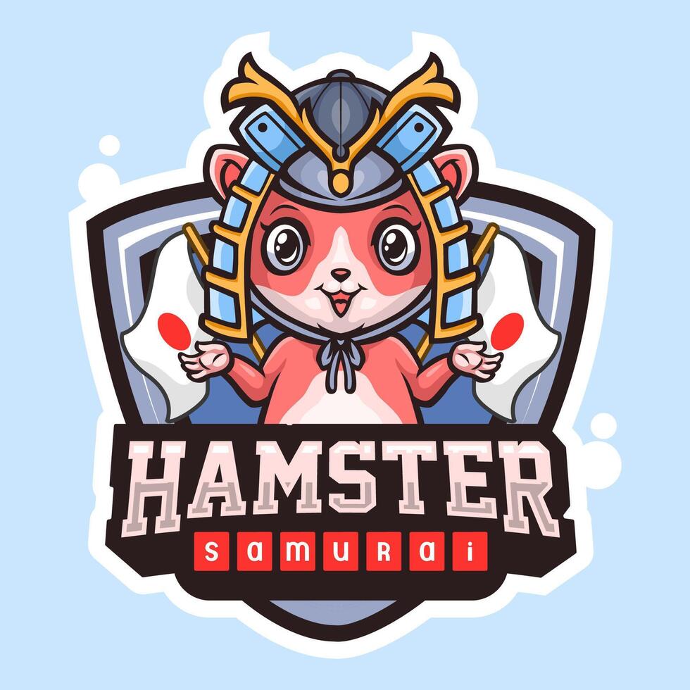 Hamster Samurai Maskottchen. Esport Logo Design vektor