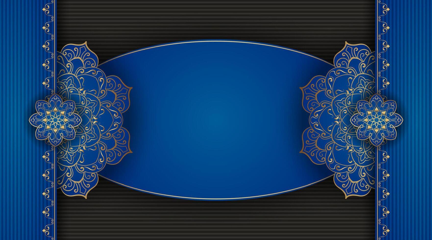 Blau Hintergrund, mit Gold Mandala Ornamente vektor