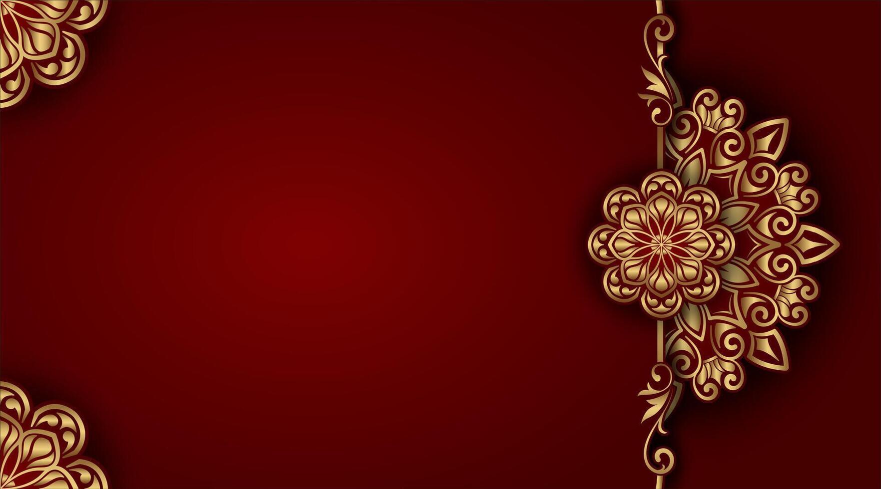 Luxus rot Hintergrund mit Zier Mandala vektor