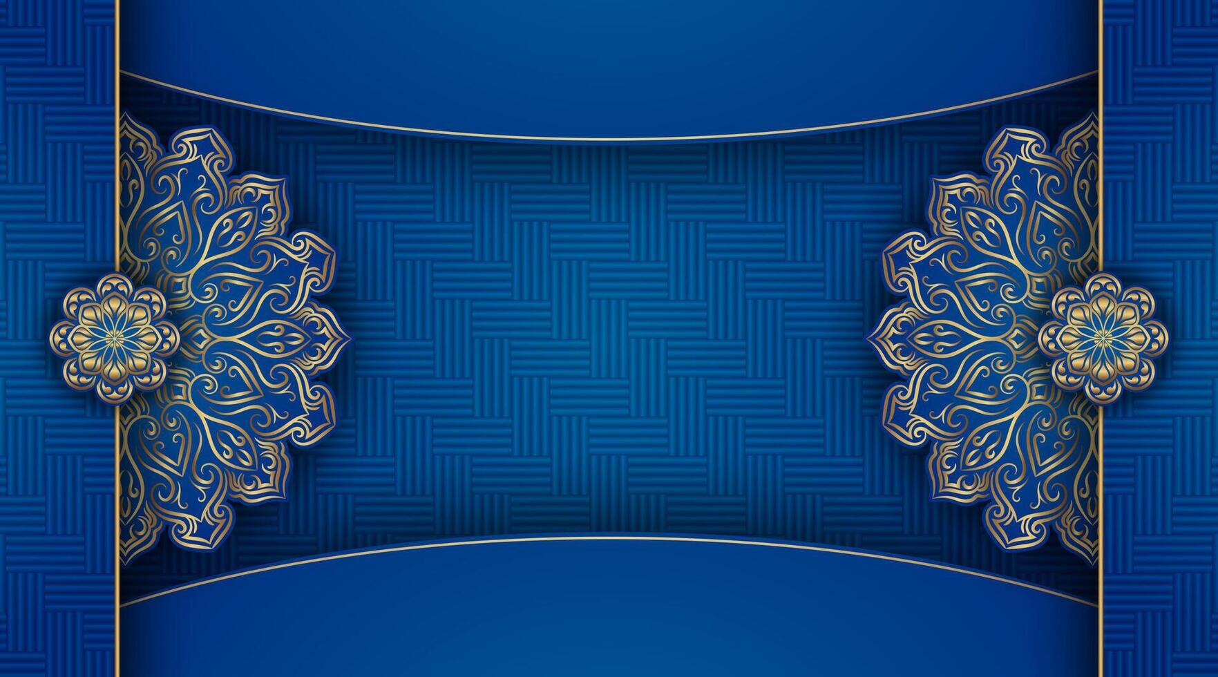 Blau Hintergrund, mit Gold Mandala Ornamente vektor