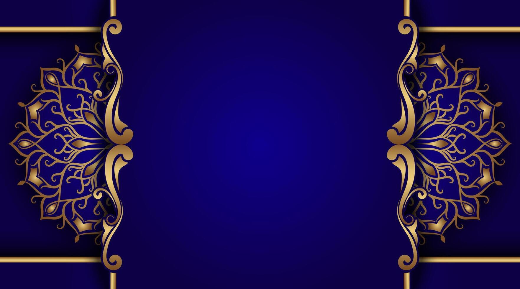 dunkel Blau Hintergrund, mit Gold Mandala Ornamente vektor