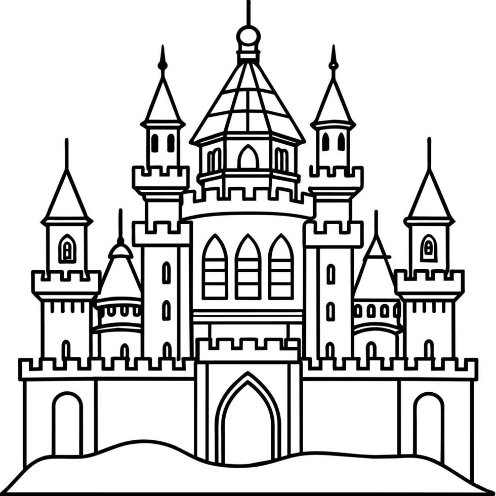 kunglig slott översikt illustration digital färg bok sida linje konst teckning vektor