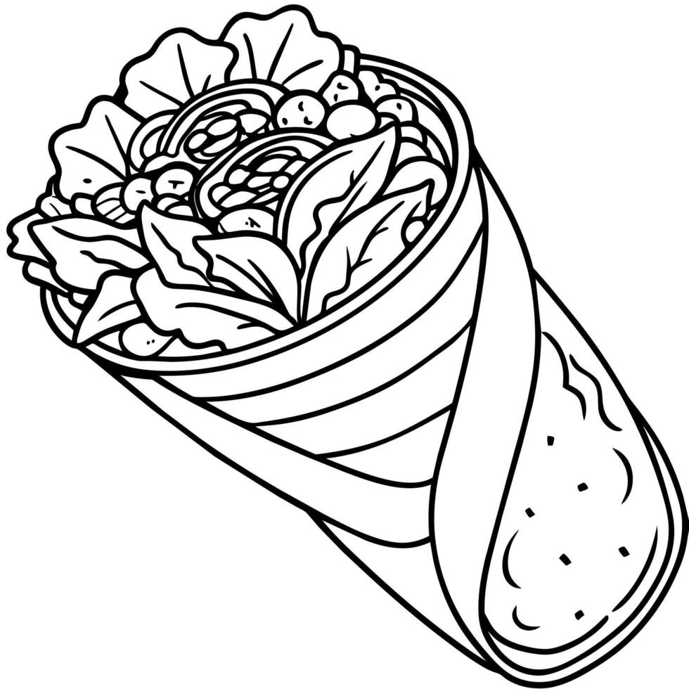 shawarma översikt illustration färg bok sida linje konst teckning vektor