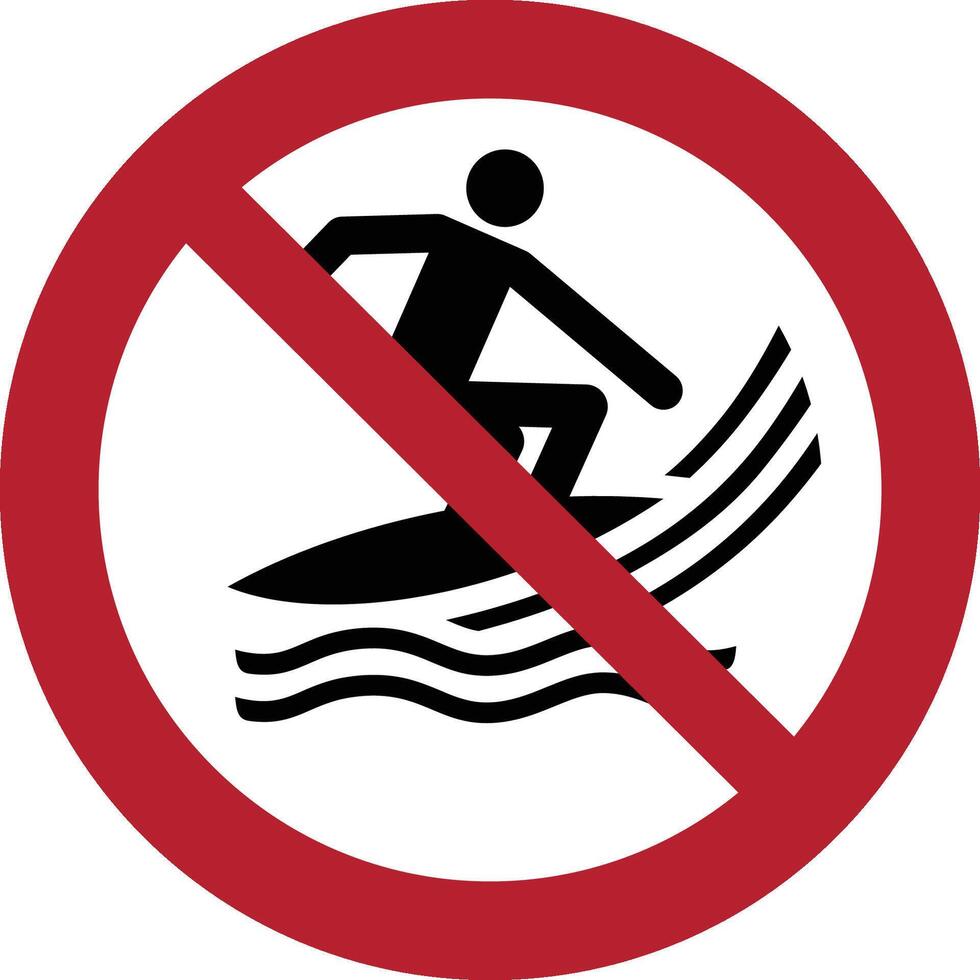 Nej surfa hantverk iso förbud symbol vektor