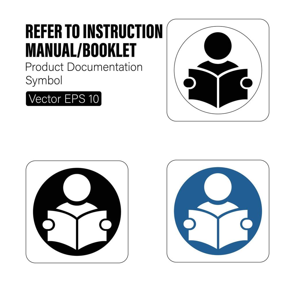 hänvisa till instruktion manuell produkt dokumentation symbol vektor