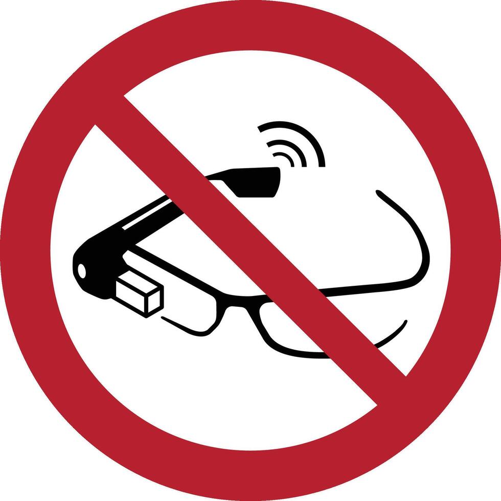 använda sig av av smart glasögon förbjuden iso symbol vektor