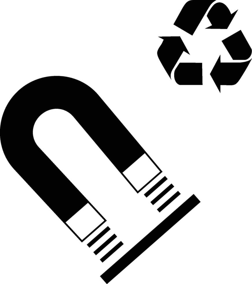 magnetisk stål återvinning offentlig anläggning iso symbol vektor