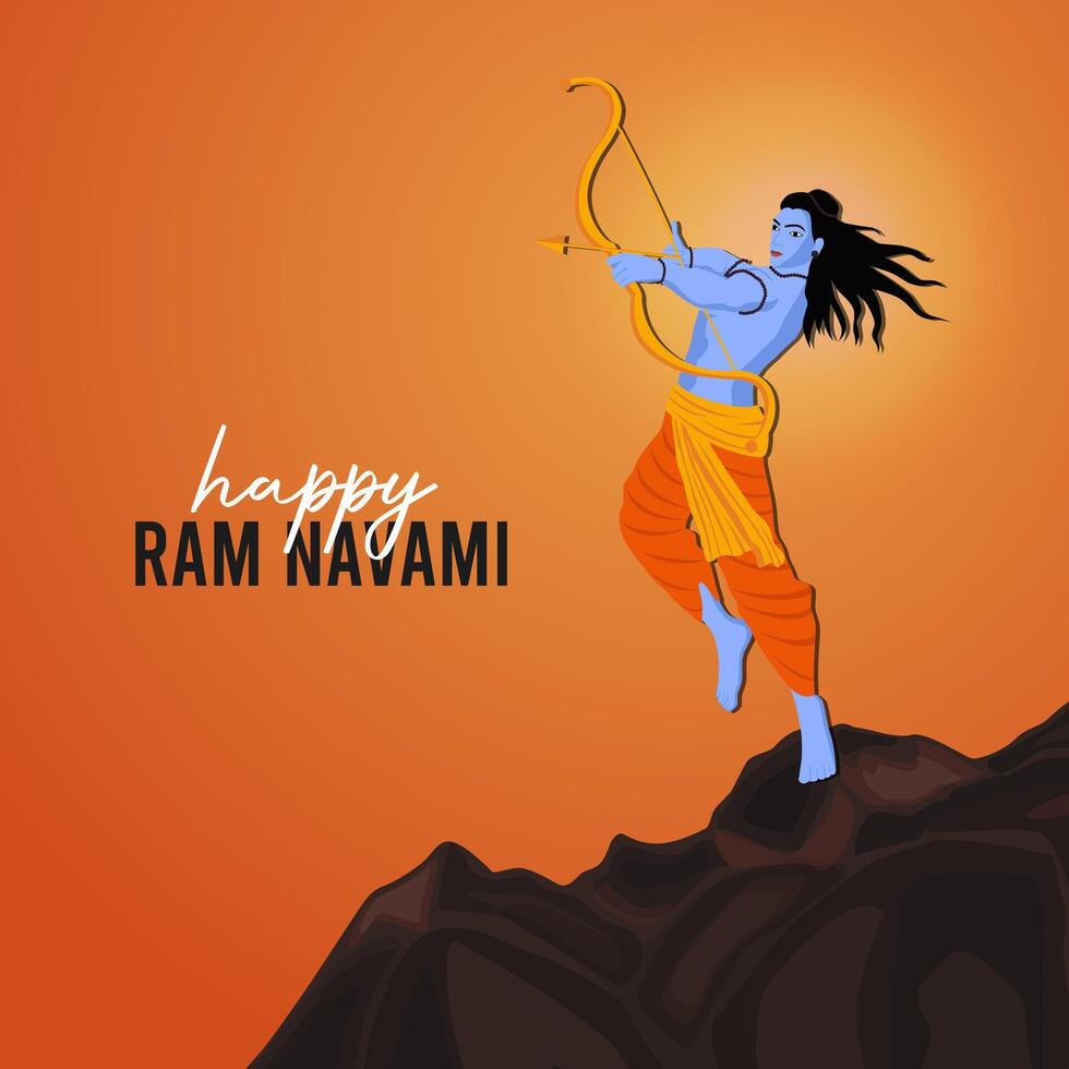 Happy Ram Navami Festival of India inlägg på sociala medier vektor