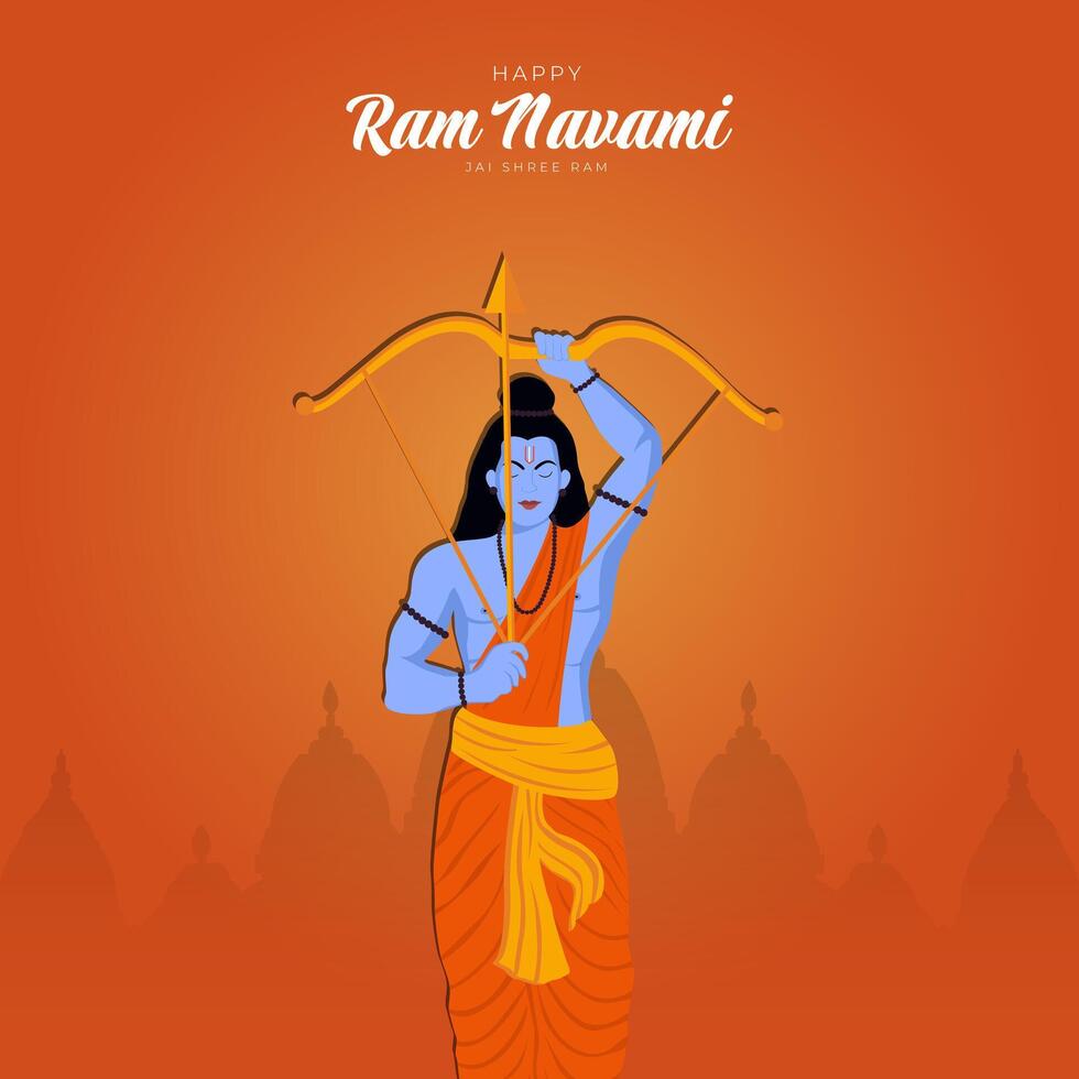 Happy Ram Navami Festival of India inlägg på sociala medier vektor