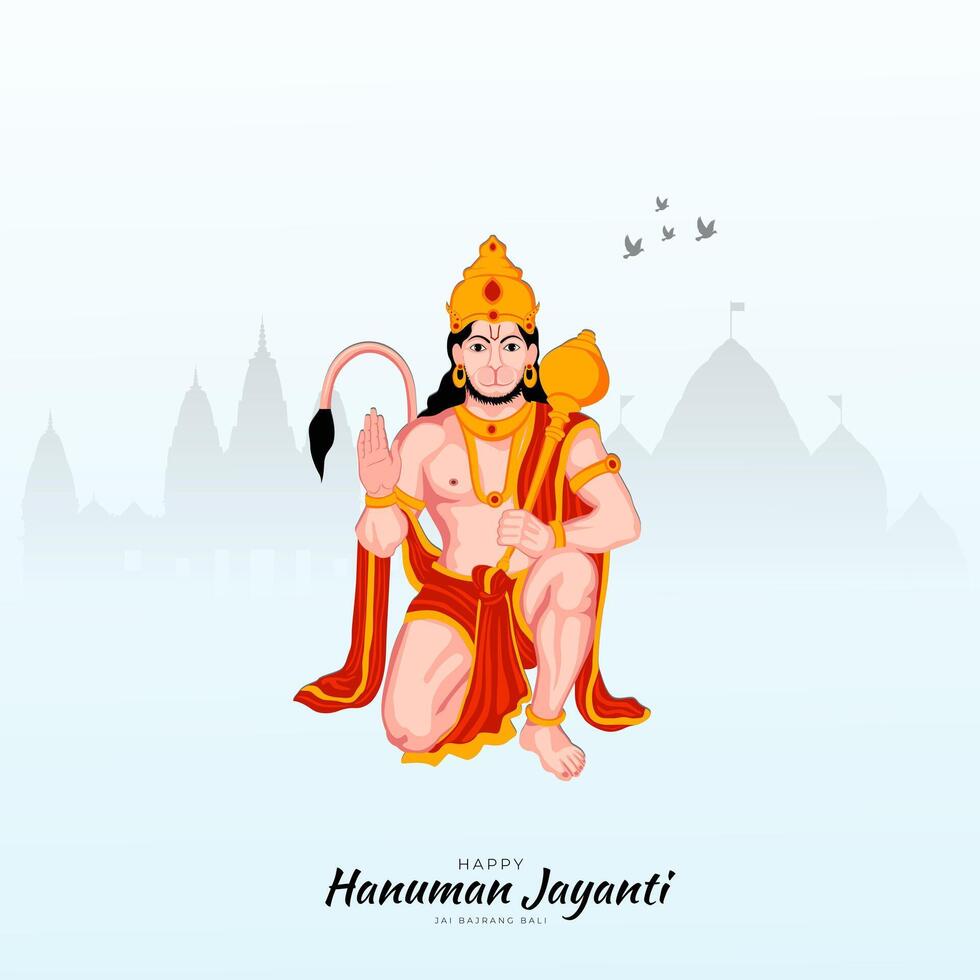 Lycklig hanuman jayanti social media posta de festival av Indien vektor