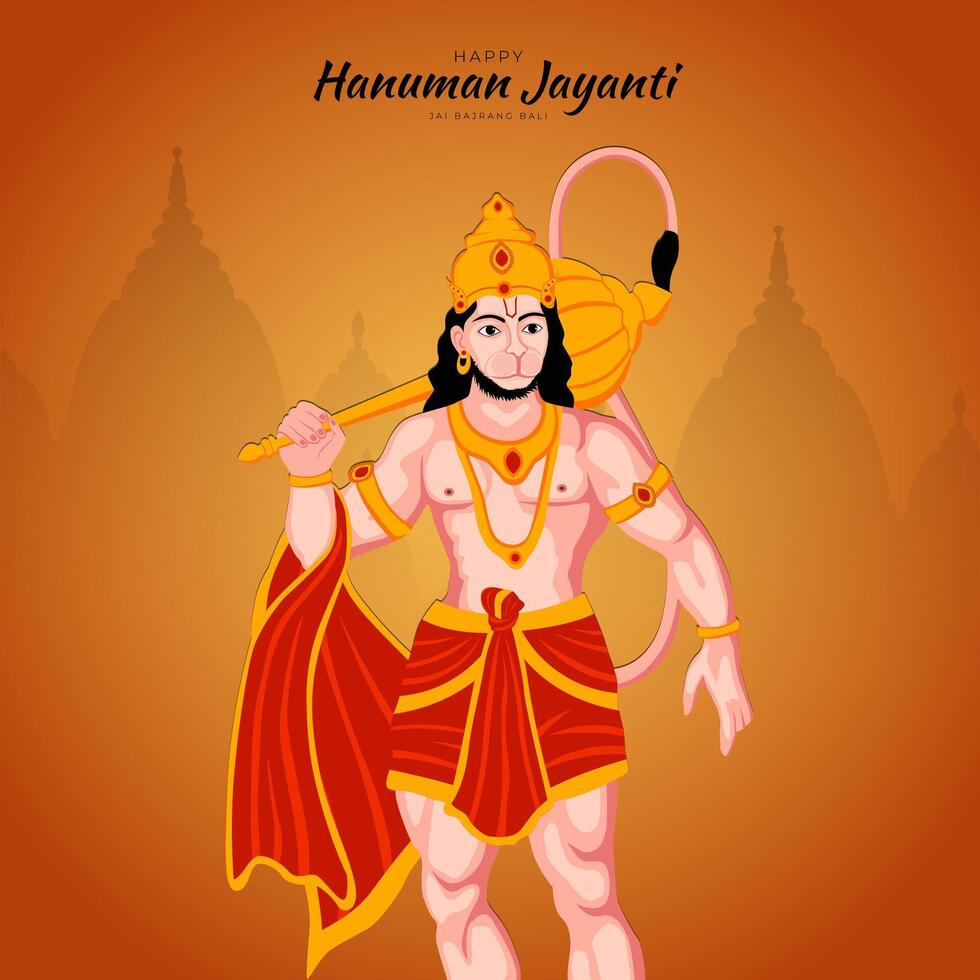 Lycklig hanuman jayanti social media posta de festival av Indien vektor