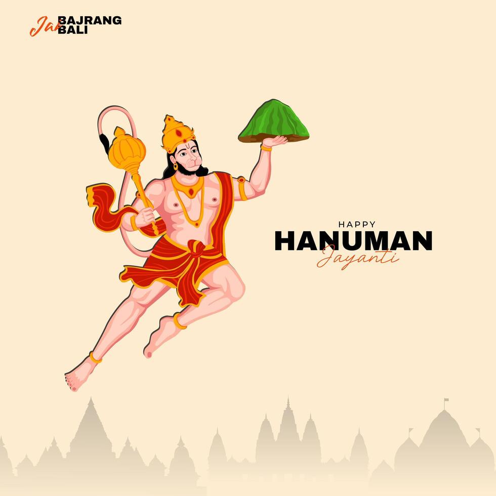 Lycklig hanuman jayanti social media posta de festival av Indien vektor