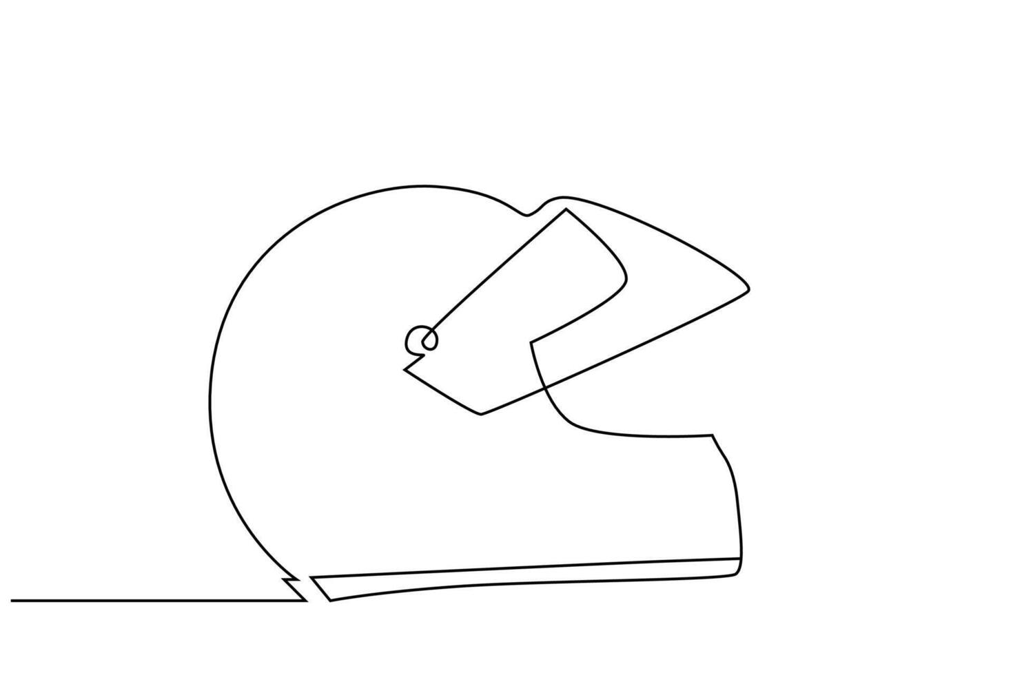 motorcykel rida Utrustning hjälm skydd objekt ett linje konst design vektor