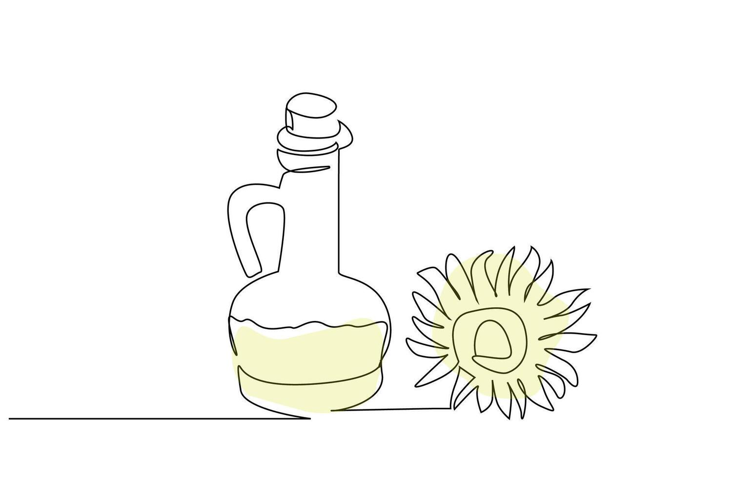 Sonnenblume Öl Glas Flasche Objekt Linie Kunst Design vektor