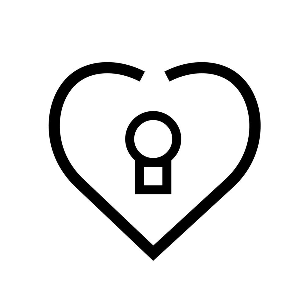 hjärta nyckel hål linje ikon design vektor