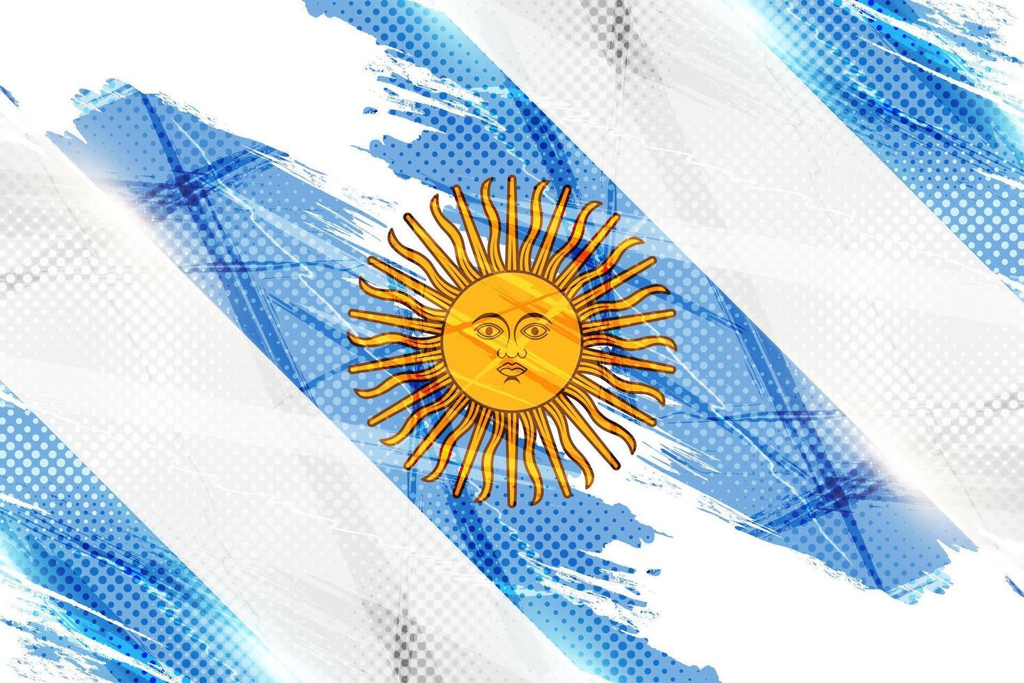 Argentinien Flagge im Grunge Bürste Farbe Stil mit Halbton und glühend Licht Auswirkungen. Argentinier Flagge im Grunge Konzept vektor