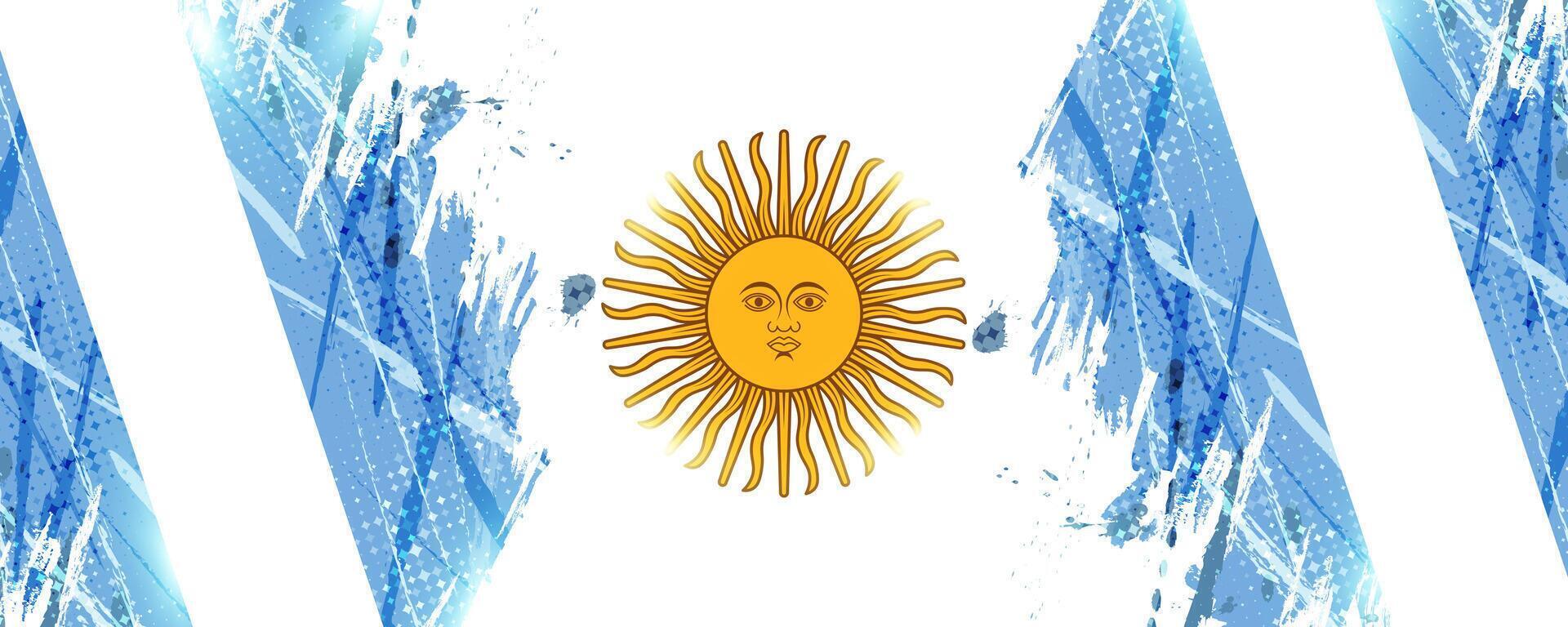 argentina flagga i grunge borsta måla stil med halvton och lysande ljus effekter. argentinska flagga i grunge begrepp vektor