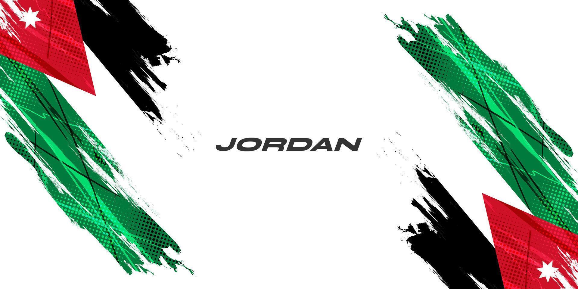 Jordan Flagge im Bürste Farbe Stil mit Halbton Wirkung. National Flagge von Jordan mit Grunge Bürste Konzept vektor